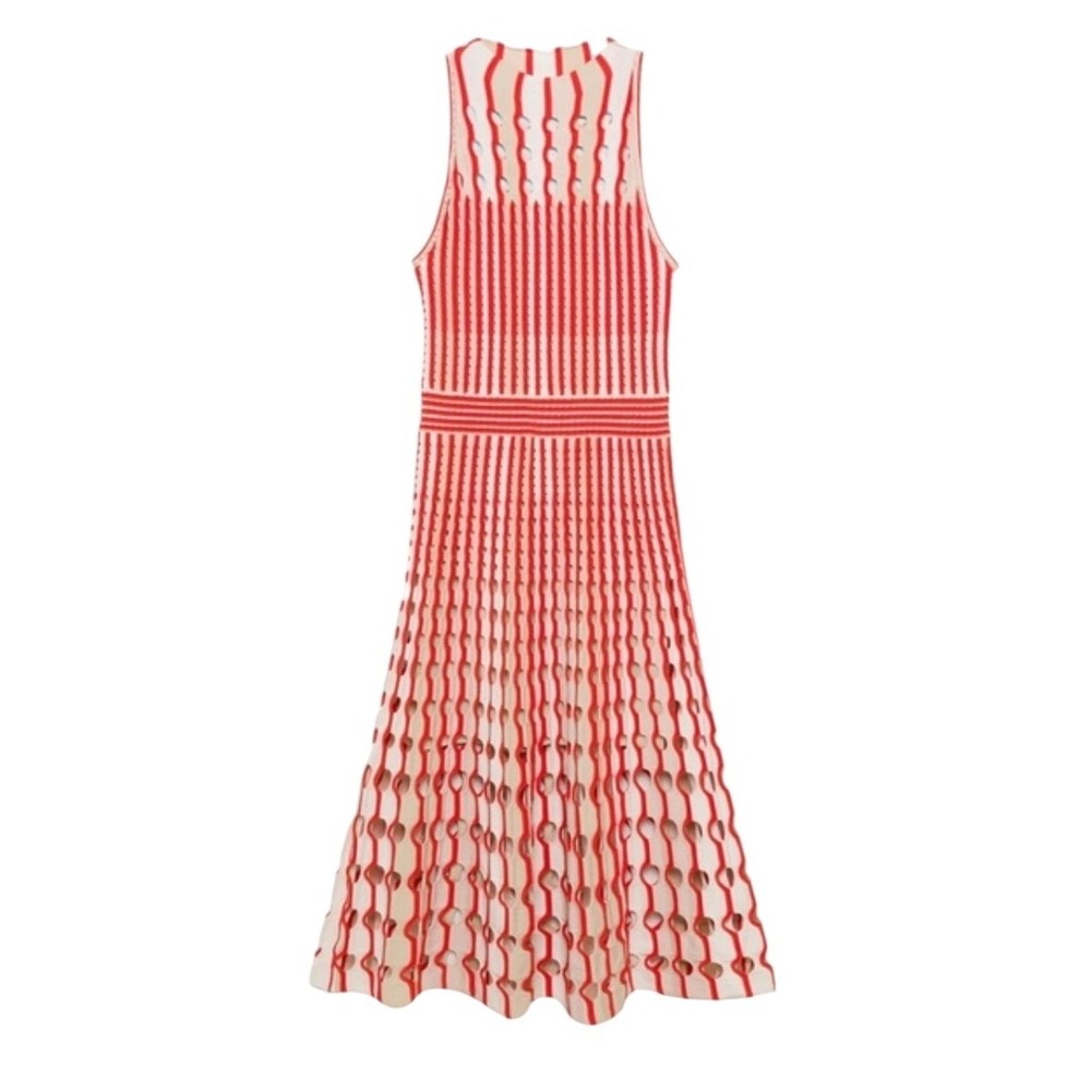 JONATHAN SIMKHAI Nash Midi Dress in Flame Multi Large NEW Retro - Picture 11 of 11